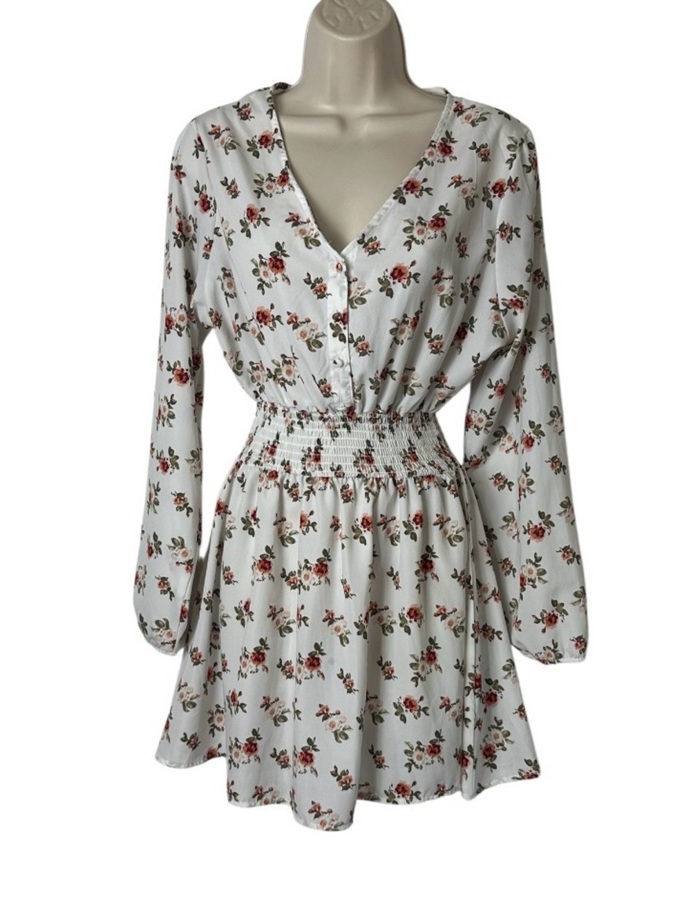 J for Justify White Mini Dress with Red Floral Print